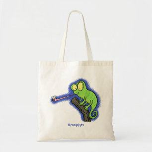 Bolsa Tote Um desenho animado verde-feliz chameleon lagarto