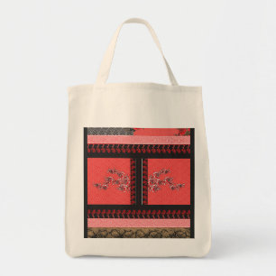 Bolsa Tote um design de papel de parede vermelho e preto