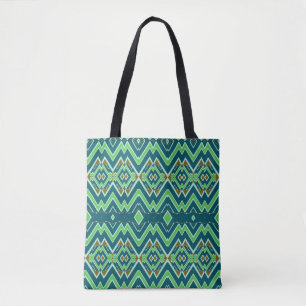 Bolsa Tote Um design zigzag verde-vítrea vibrante