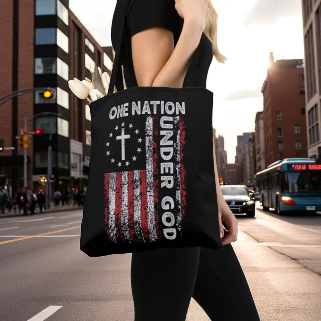 Bolsa Tote Um Deus Religioso Cristão Sob Deus (Criador carregado)