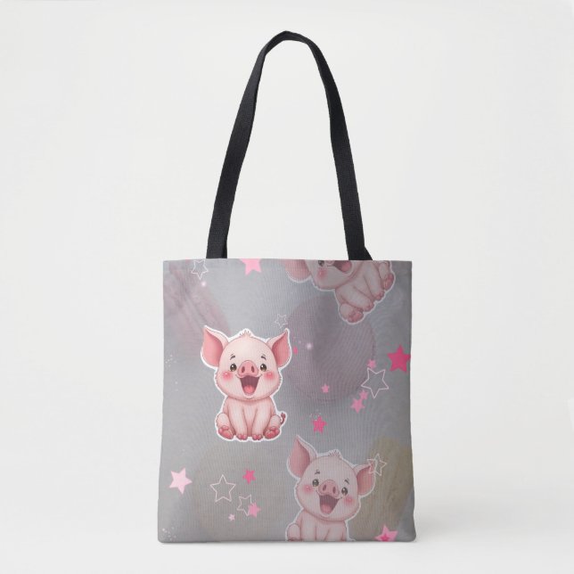 Bolsa Tote Um dia alegre para o Piggy  (Frente)