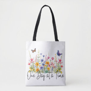 Bolsa Tote Um dia de cada vez, citações inspiracionais de flo