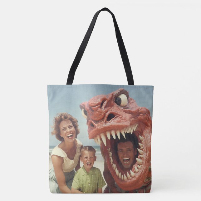 Bolsa Tote Um dia de monstro na praia (Frente)