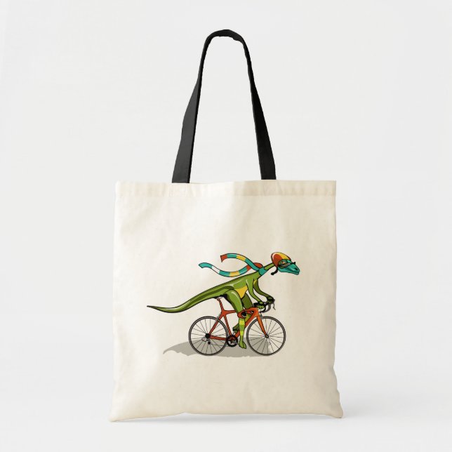 Bolsa Tote Um Dinossauro Anabisetia Andando De Bicicleta. (Frente)