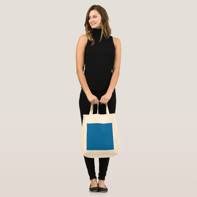 Bolsa Tote um fundo azul com um relógio preto e branco (Frente (modelo))