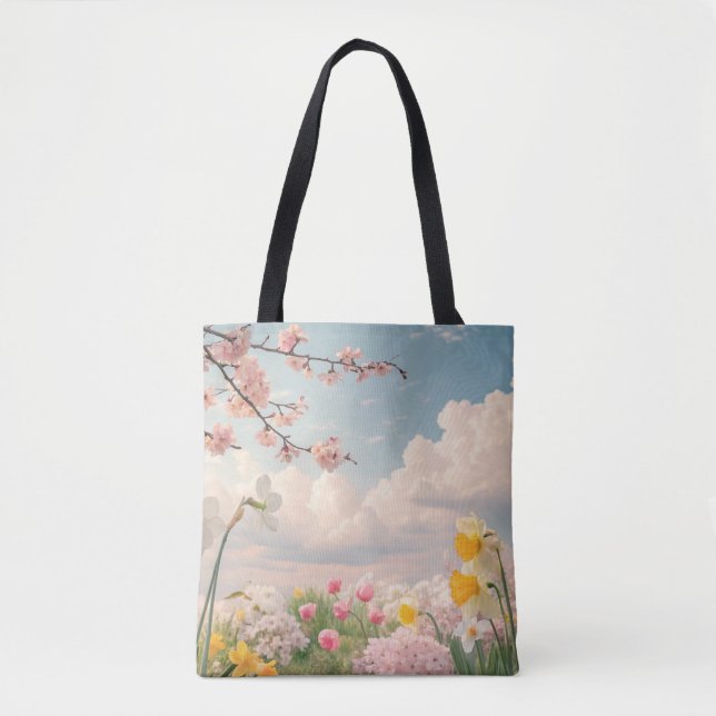 Bolsa Tote Um Fundo Floral de Primavera (Frente)