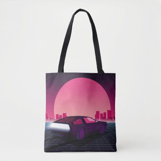 Bolsa Tote Um futuro retrô. fundo de ficção científica estilo (Frente)