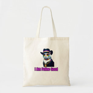 Bolsa Tote Um Gato Vestindo Fedora e Óculos de Sol