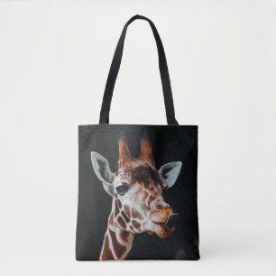 BOLSA TOTE UM GIRAFFE NA CALGARY ZOO APONTANDO SUA LÍNGUA