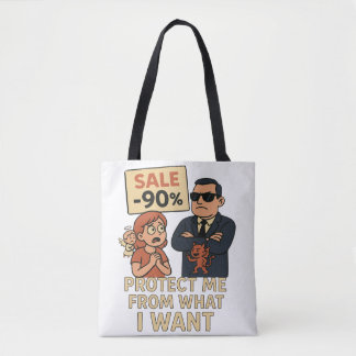 Bolsa Tote Um gráfico humorístico ao estilo cartoon