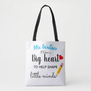 Bolsa Tote um grande coração para ensinar moda aos professo