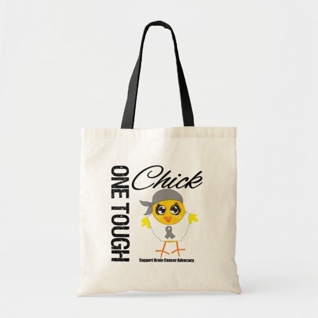 Bolsa Tote Um guerreiro de Cancer do Cérebro de Pintinho Duro (Frente)