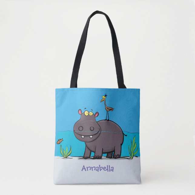 Bolsa Tote Um hipopótamo engraçado bonito com desenhos animad (Frente)