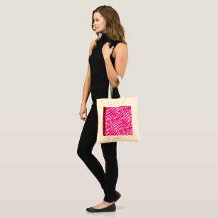 Bolsa Tote Um intrincado padrão floral em rosa e branco, arte