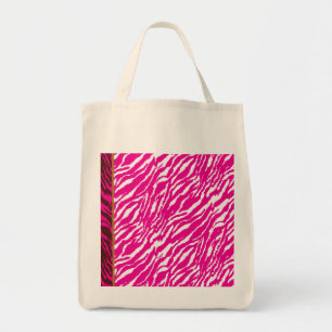 Bolsa Tote Um intrincado padrão floral em rosa e branco, arte