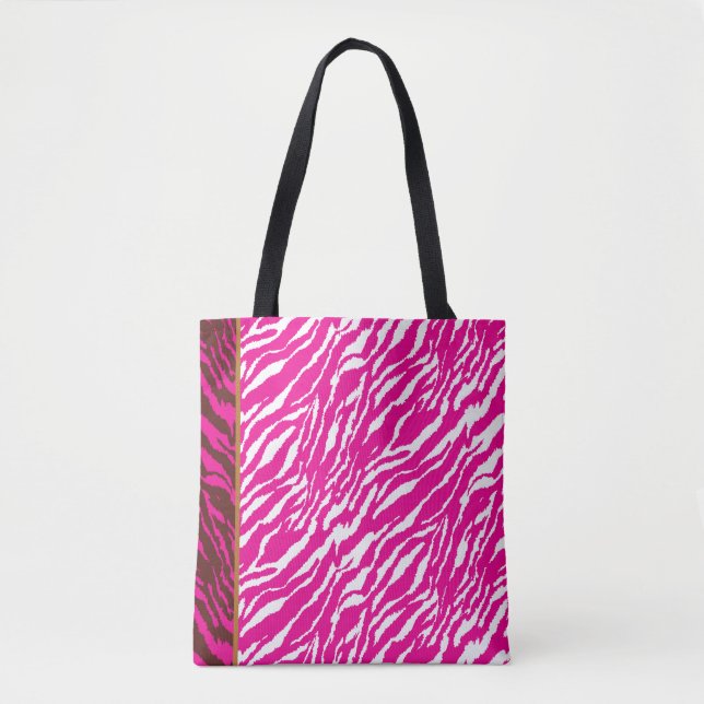 Bolsa Tote Um intrincado padrão floral em rosa e branco, arte (Frente)