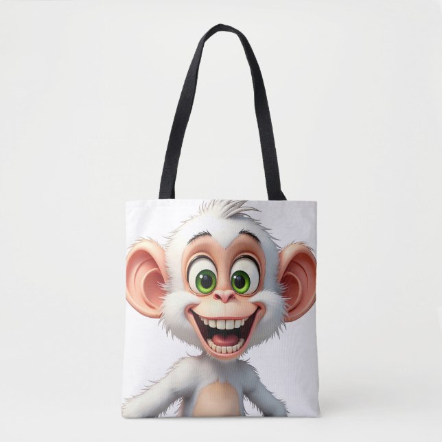 Bolsa Tote Um macaco branco sorridente (Frente)