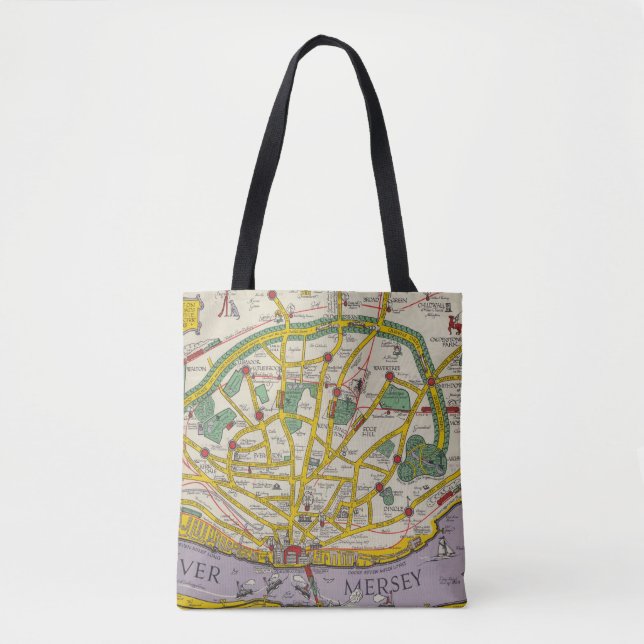 Bolsa Tote Um mapa de Merseyside, Liverpool (Frente)