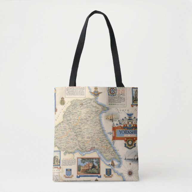 Bolsa Tote Um mapa de Yorkshire: Equitação do leste (Frente)