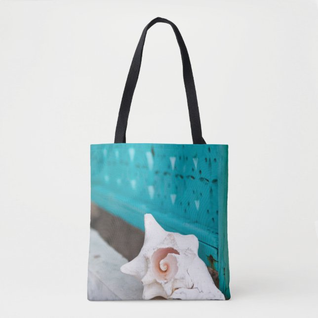 Bolsa Tote Um mar jamaicano branco e cor-de-rosa Shell (Frente)