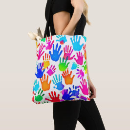 Bolsa Tote Um mundo de mãos em cor