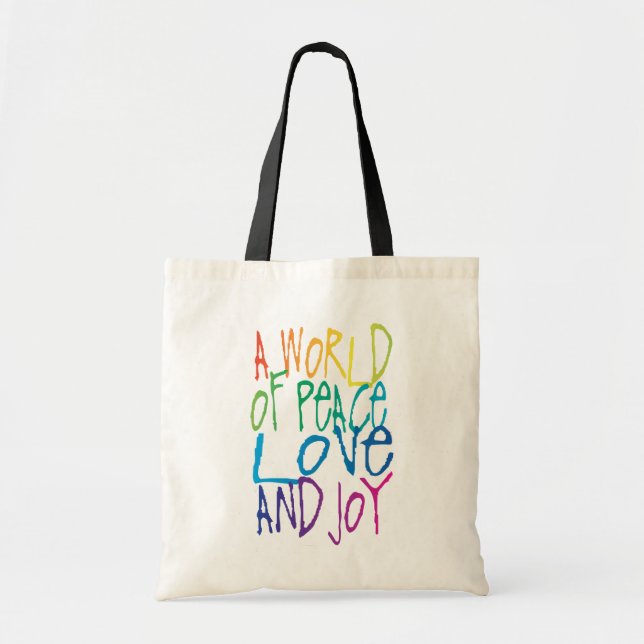 Bolsa Tote Um mundo de paz, amor e alegria (Frente)