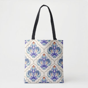Bolsa Tote Um padrão colorido e sem brilho.