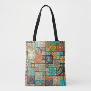 Bolsa Tote Um padrão de azulejo islâmico e árabe.