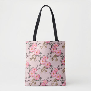 Bolsa Tote Um padrão deslumbrante em flores de jardim. Flora