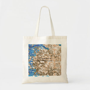 Bolsa Tote Um padrão paisley elaborado em azul e marrom, hi