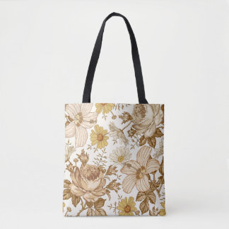 Bolsa Tote Um padrão perfeito. Belo reino rosa florescente