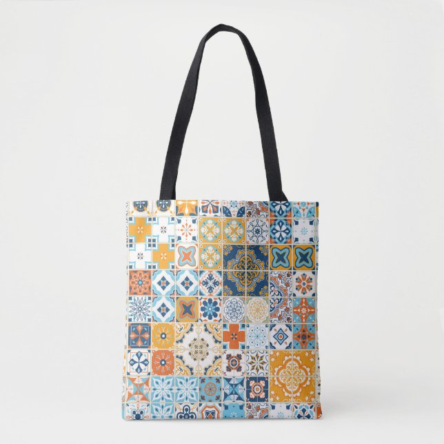 Bolsa Tote Um padrão perfeito com azulejos portugueses. ídolo (Frente)