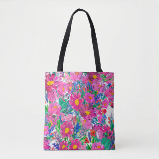 Bolsa Tote Um padrão perfeito com flores bonitas. Watercolo