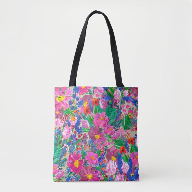 Bolsa Tote Um padrão perfeito com flores bonitas. Watercolo (Frente)