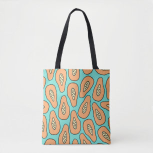 Bolsa Tote Um padrão perfeito com papaias desenhados à mão
