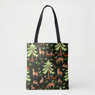 Bolsa Tote Um padrão perfeito com veados na floresta.