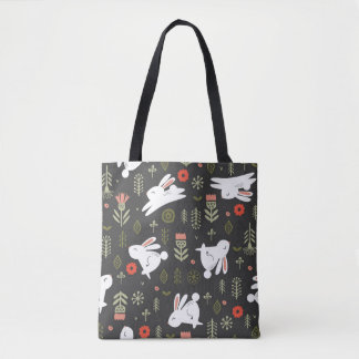 Bolsa Tote Um padrão perfeito num fundo escuro. Branco-claro 