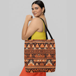 Bolsa Tote Um padrão tribal sem costura com formas geométrica