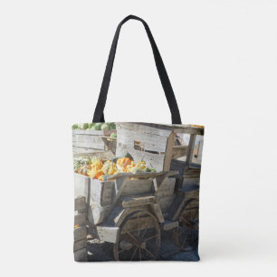 Bolsa Tote Um Pequeno Caminhão de Madeira de Pumpkins e Gourd