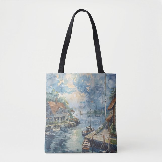 Bolsa Tote Um Porto Tranquilo (Frente)