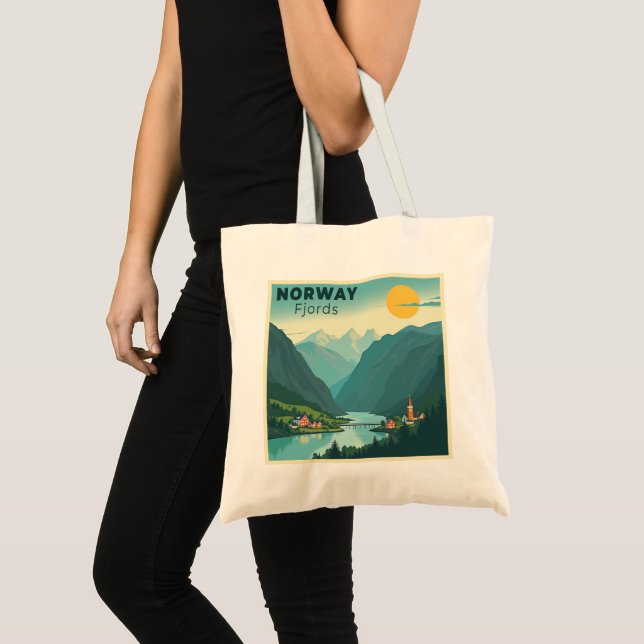 Bolsa Tote Um Poster de viagens Clássico Nostálgico - Fjords  (Frente (produto))