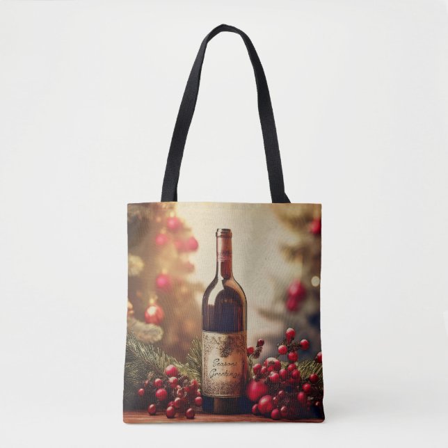 Bolsa Tote Um presente de vinho no feriado de inverno (Frente)