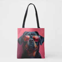 Um rottweiler legal com óculos de sol