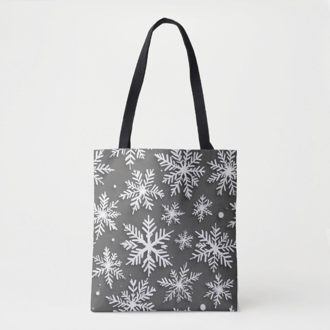 Bolsa Tote um saco com um padrão de floco de neve (Frente)