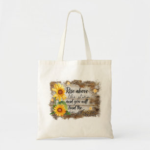 Bolsa Tote Um Saco de Tote com girassol e aspas
