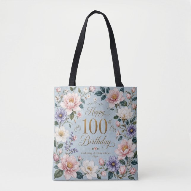 Bolsa Tote Um Século de Graça em Flor (Frente)