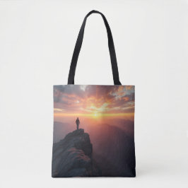 Bolsa Tote Um sol majestoso visto do pico da montanha