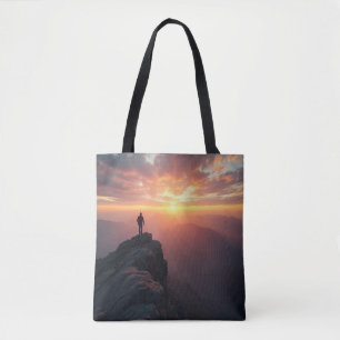 Bolsa Tote Um sol majestoso visto do pico da montanha