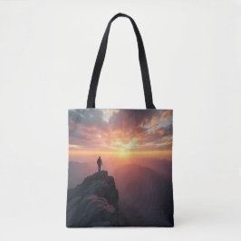 Bolsa Tote Um sol majestoso visto do pico da montanha