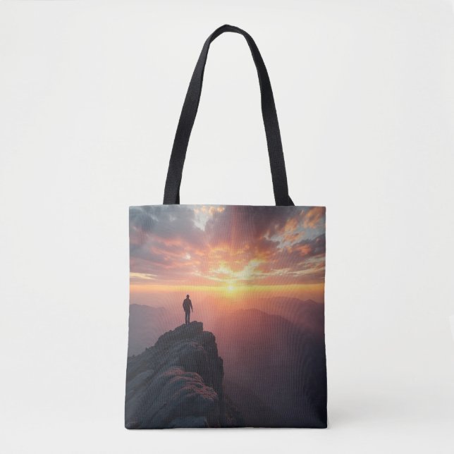 Bolsa Tote Um sol majestoso visto do pico da montanha (Frente)